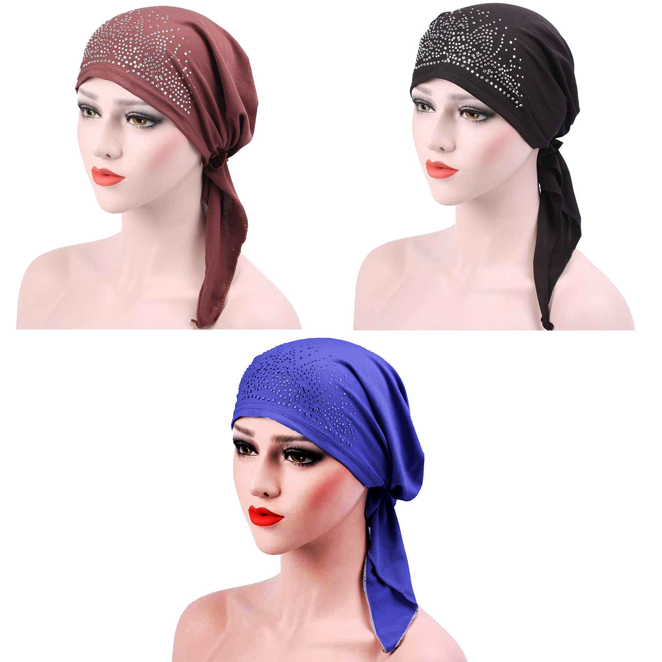 Beautiful Self Design Multicolor Hosiery 3Combo Hijab Cap for Girls & Women's