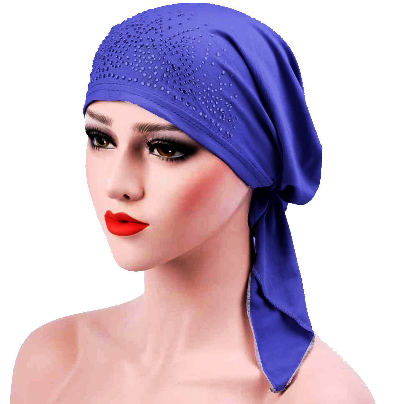 Beautiful Self Design Blue Hosiery Hijab Cap for Girls & Women's