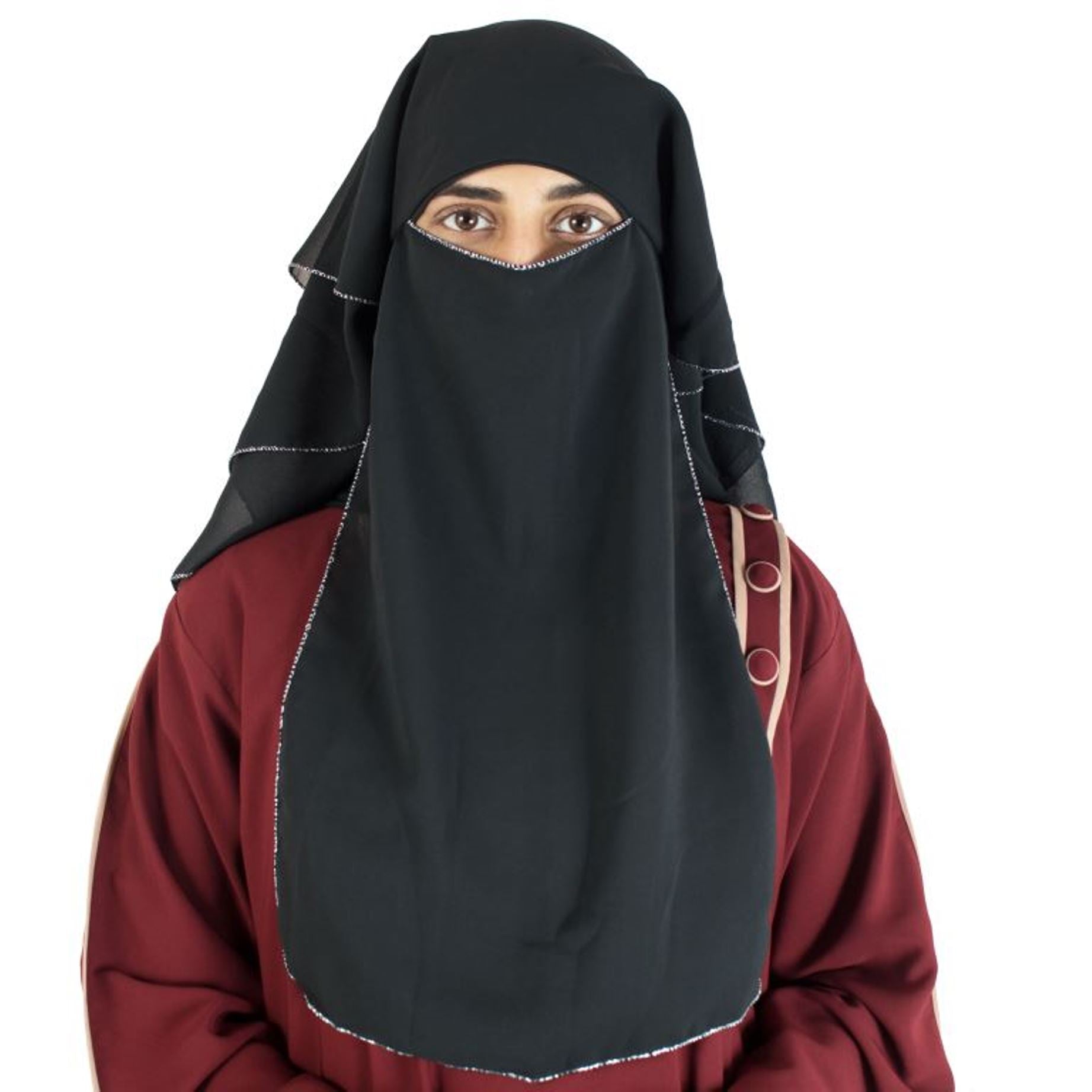 Beautiful Self Design Sliver 4 Layer Georgette 3Combo Nose Piece (Niqab_004)