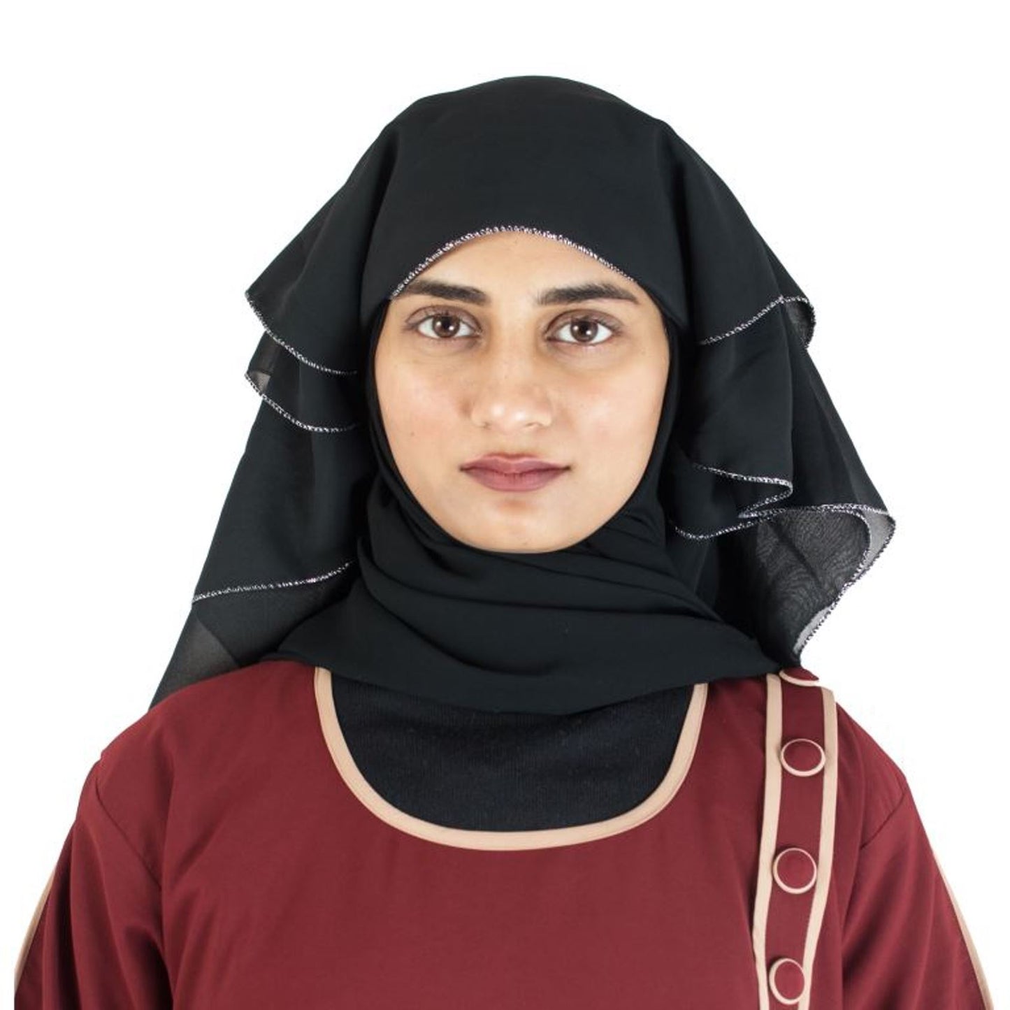 Beautiful Self Design Sliver 4 Layer Georgette 3Combo Nose Piece (Niqab_004)