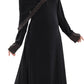 Beautiful Self Design Plain Black Braso Lycra Abaya With Hijab