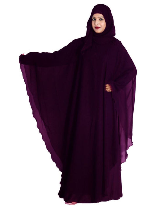 Products Beautiful Self Design Purple Farasha Art Silk Abaya With Hijab