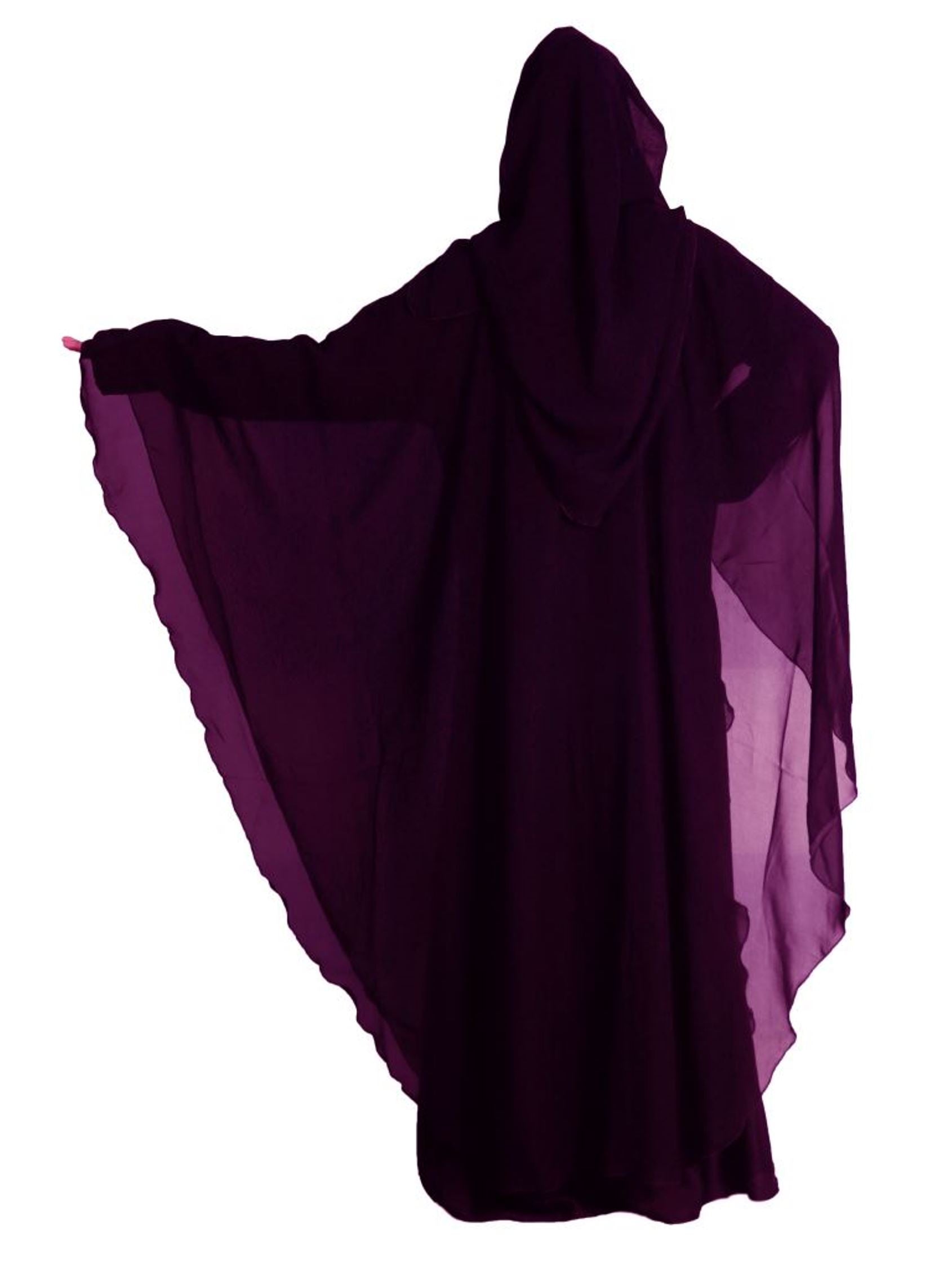 Beautiful Self Design Purple Farasha Art Silk Abaya With Hijab_0304